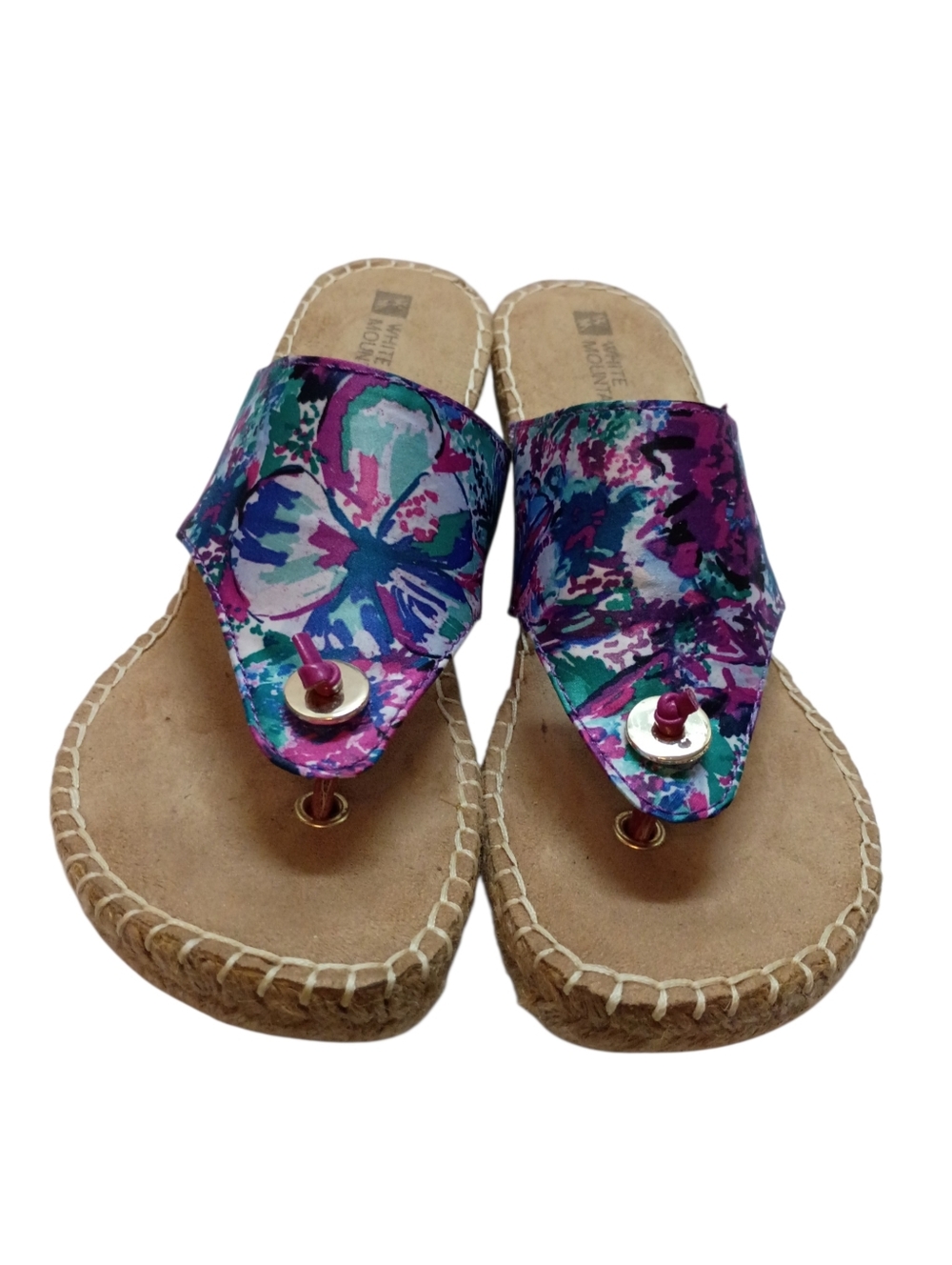 White Mountain Beachball Floral Espadrille Wedge Sandals Women's Sz 6.5M Summer - Picture 2 of 6
